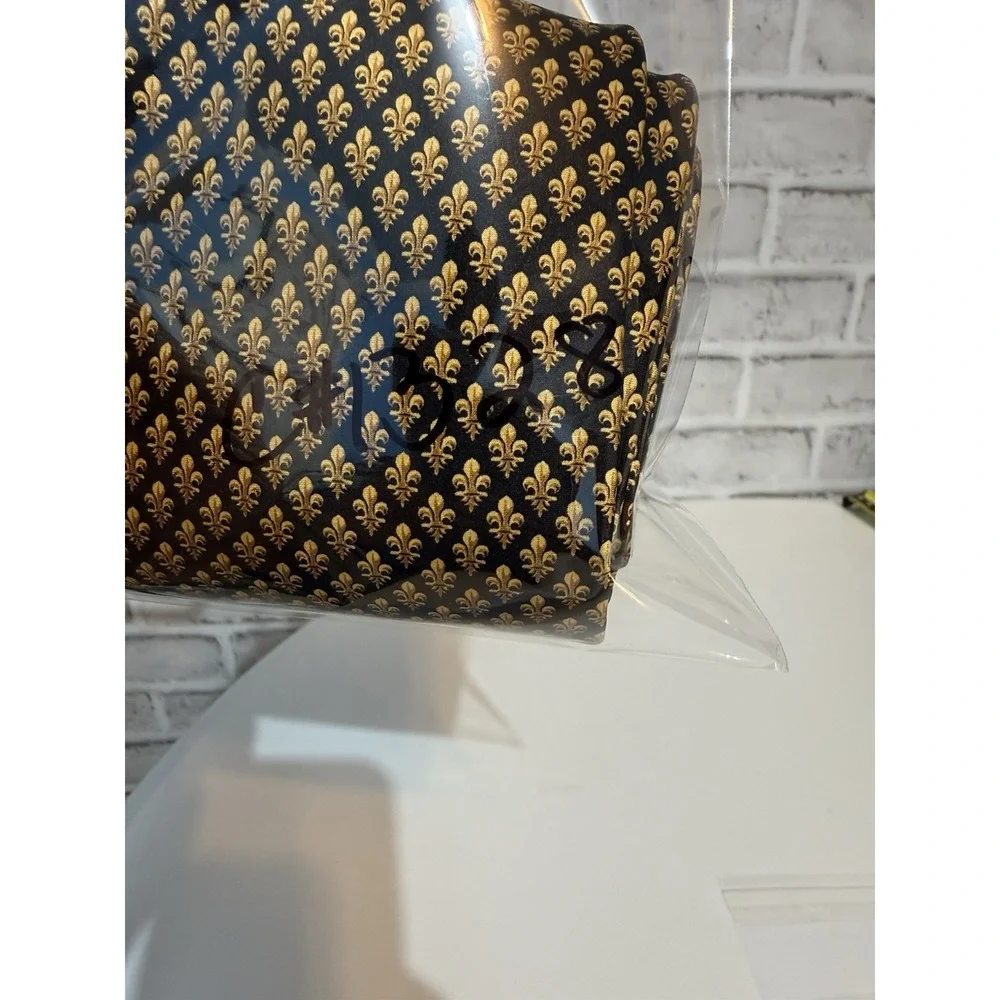Enzo Felini All Silk Necktie Black Gold Fleur-de-Lis Made in France Vintage